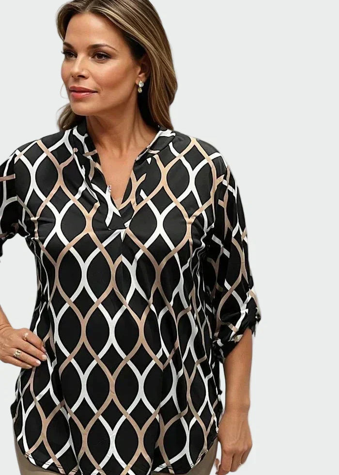 Kamila™ - Klasická blúzka s dlhými rukávmi a elegantným vzorom